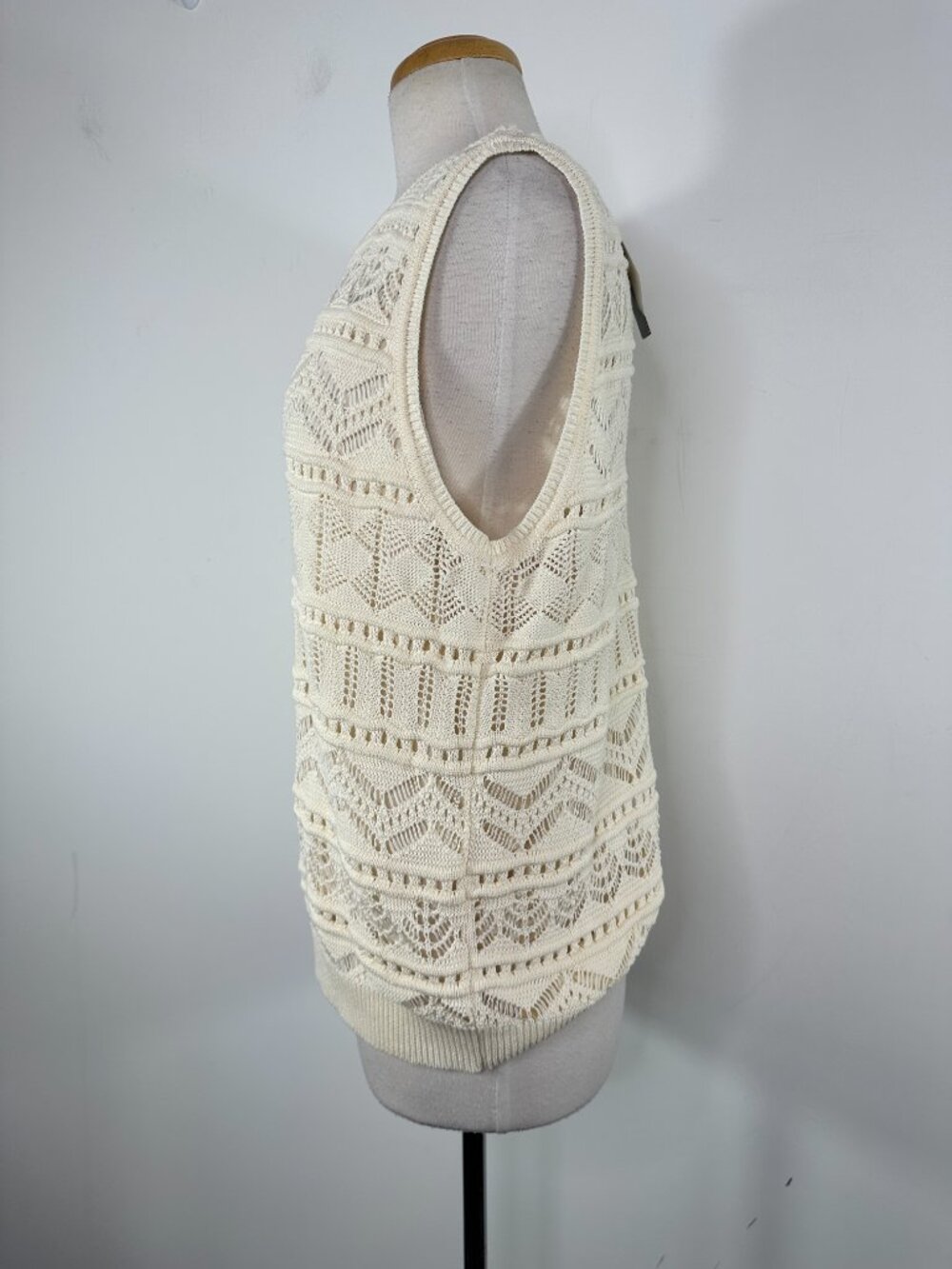 NWT Ralph Lauren Cream Black Label Sleeveless Crochet Knit Top Women's Sz XL - Picture 5 of 16